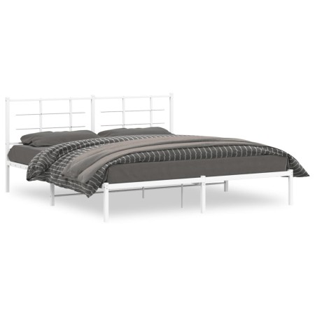 Metallbettgestell mit weißem Kopfteil 183x213 cm von , Betten und Lattenroste - Ref: Foro24-355615, Preis: 89,64 €, Rabatt: %