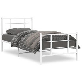 Metallbettgestell mit Kopf- und Fußteil weiß 90x190 cm von , Betten und Lattenroste - Ref: Foro24-355620, Preis: 85,00 €, Rab...