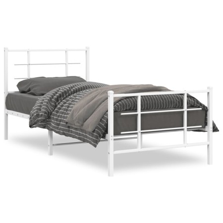 Metallbettgestell mit Kopf- und Fußteil weiß 90x190 cm von , Betten und Lattenroste - Ref: Foro24-355620, Preis: 85,00 €, Rab...
