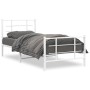 Metal bed frame with headboard and footboard white 90x190 cm by , Beds and slatted bases - Ref: Foro24-355620, Price: 85,00 €...
