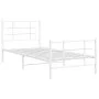 Metal bed frame with headboard and footboard white 90x190 cm by , Beds and slatted bases - Ref: Foro24-355620, Price: 83,44 €...