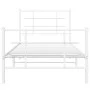 Metal bed frame with headboard and footboard white 90x190 cm by , Beds and slatted bases - Ref: Foro24-355620, Price: 83,44 €...