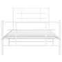 White metal bed frame with headboard and footboard 100x190 cm by , Beds and slatted bases - Ref: Foro24-355622, Price: 61,02 ...