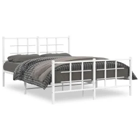 Metal bed frame with headboard and white footboard 140x200 cm by , Beds and slatted bases - Ref: Foro24-355629, Price: 96,13 ...