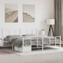 Metal bed frame with headboard and footboard white 193x203 cm by , Beds and slatted bases - Ref: Foro24-355634, Price: 106,33...