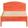 Bed frame with wax brown pine wood headboard 90x200 cm by , Beds and slatted bases - Ref: Foro24-842621, Price: 95,74 €, Disc...