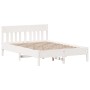 Bed frame with white pine wood headboard 140x190 cm by , Beds and slatted bases - Ref: Foro24-842663, Price: 126,63 €, Discou...