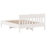 Bed frame with white pine wood headboard 140x190 cm by , Beds and slatted bases - Ref: Foro24-842663, Price: 126,63 €, Discou...