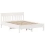 Bed frame with white pine wood headboard 160x200 cm by , Beds and slatted bases - Ref: Foro24-3216207, Price: 198,57 €, Disco...