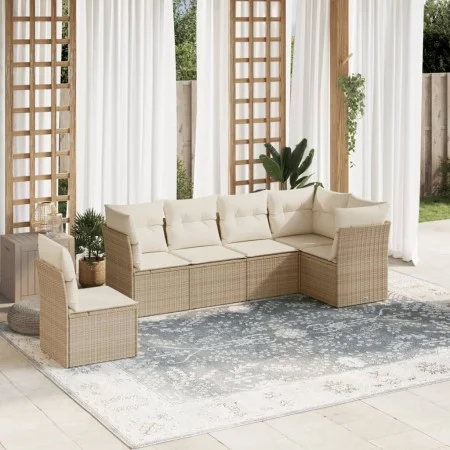 Garden sofa set with cushions 6 pieces beige synthetic rattan by , Garden sets - Ref: Foro24-3249537, Price: 407,03 €, Discou...
