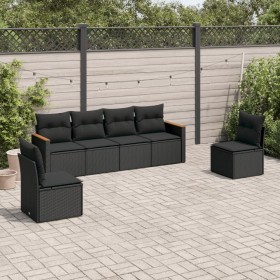 6-teiliges Gartensofa-Set und schwarze synthetische Rattankissen von , Gartensets - Ref: Foro24-3258261, Preis: 389,64 €, Rab...
