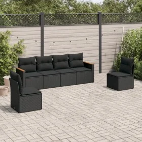Set de sofás de jardín 6 piezas y cojines ratán sintético negro de , Conjuntos de jardín - Ref: Foro24-3258261, Precio: 376,7...