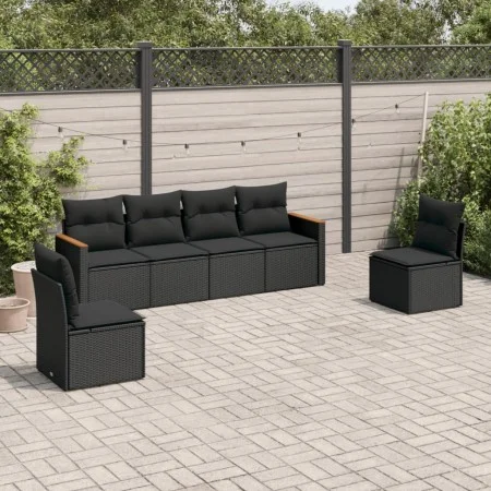 6-piece garden sofa set and black synthetic rattan cushions by , Garden sets - Ref: Foro24-3258261, Price: 376,75 €, Discount: %