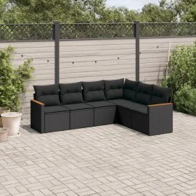 6-teiliges Gartensofa-Set und schwarze synthetische Rattankissen von , Gartensets - Ref: Foro24-3258401, Preis: 411,21 €, Rab...