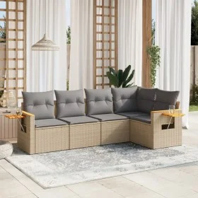 Garden sofa set with cushions 5 pieces beige synthetic rattan by , Garden sets - Ref: Foro24-3259189, Price: 357,58 €, Discou...