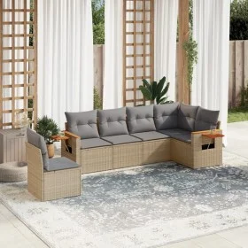 Garden sofa set with cushions 6 pieces beige synthetic rattan by , Garden sets - Ref: Foro24-3259259, Price: 408,01 €, Discou...