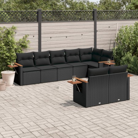 8-teiliges Gartensofa-Set und schwarze synthetische Rattankissen von , Gartensets - Ref: Foro24-3259388, Preis: 637,46 €, Rab...