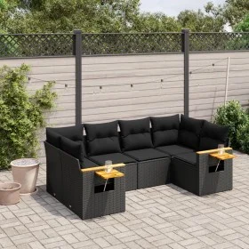 6-piece garden sofa set and black synthetic rattan cushions by , Garden sets - Ref: Foro24-3259500, Price: 450,73 €, Discount: %
