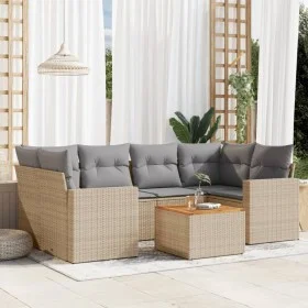 7-teiliges Gartensofa-Set und beige synthetische Rattankissen von , Gartensets - Ref: Foro24-3224022, Preis: 427,29 €, Rabatt: %