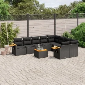 Garden sofa set 10 pieces with black synthetic rattan cushions by , Garden sets - Ref: Foro24-3259549, Price: 657,90 €, Disco...