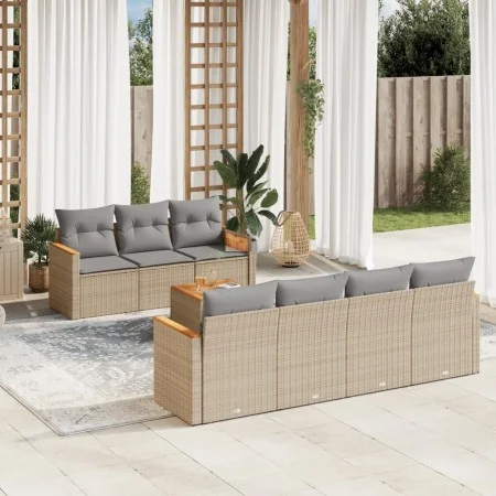Garden sofa set with beige cushions 8 pcs PE rattan by , Garden sets - Ref: Foro24-3258209, Price: 516,43 €, Discount: %
