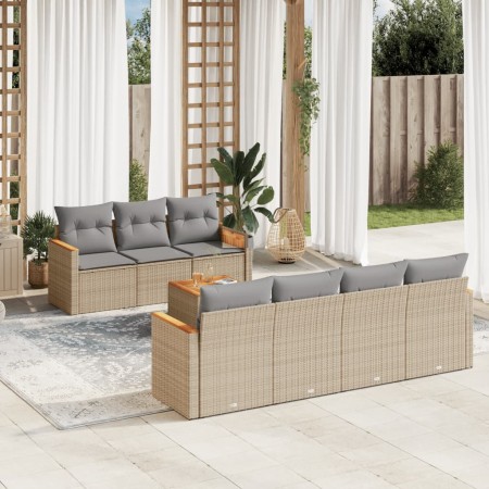 Gartensofa-Set mit beigen Kissen 8 Stück PE-Rattan von , Gartensets - Ref: Foro24-3258209, Preis: 507,33 €, Rabatt: %