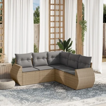 Garden sofa set with cushions 5 pieces beige synthetic rattan by , Garden sets - Ref: Foro24-3253686, Price: 368,66 €, Discou...