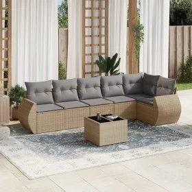 7-piece garden sofa set and beige synthetic rattan cushions by , Garden sets - Ref: Foro24-3253736, Price: 473,17 €, Discount: %