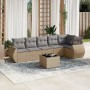7-teiliges Gartensofa-Set und beige synthetische Rattankissen von , Gartensets - Ref: Foro24-3253736, Preis: 482,31 €, Rabatt: %