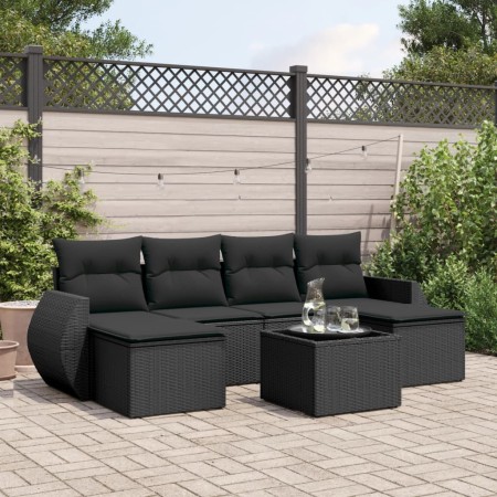 7-piece garden dining set and black synthetic rattan cushions by , Garden sets - Ref: Foro24-3254062, Price: 434,46 €, Discou...