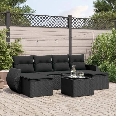 7-piece garden dining set and black synthetic rattan cushions by , Garden sets - Ref: Foro24-3254062, Price: 431,76 €, Discou...