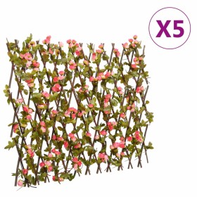 Enrejado expansible hiedra artificial rosa 5 uds 180x60 cm