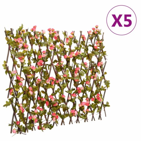 Erweiterbares Gitter künstliche rosa Efeu 5 Stücke 180x60 cm von , Zaunpaneele - Ref: Foro24-366579, Preis: 128,91 €, Rabatt: %