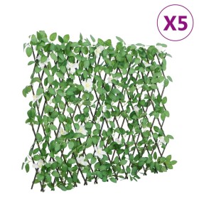 Enrejado expansible de hiedra artificial verde 5 uds 186x30 cm by , fence panels - Ref: Foro24-366591, Price: 145,32 €, Disco...