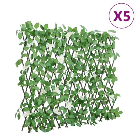 Enrejado expansible de hiedra artificial verde 5 uds 186x30 cm by , fence panels - Ref: Foro24-366591, Price: 123,98 €, Disco...