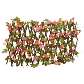 Enrejado valla expansible de hiedra artificial rosa 180x20 cm
