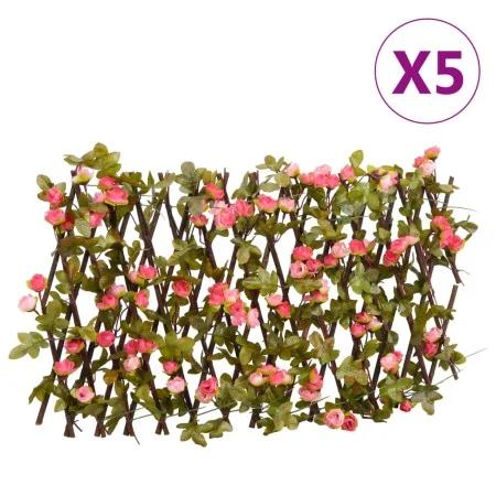 Expandable trellis artificial ivy pink 5 pcs 180x20 cm by , fence panels - Ref: Foro24-366577, Price: 81,74 €, Discount: %