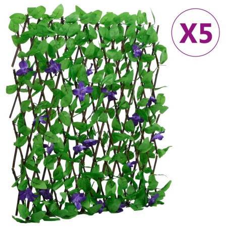 Green artificial ivy expandable trellis 5 units 180x70 cm by , fence panels - Ref: Foro24-366575, Price: 124,51 €, Discount: %