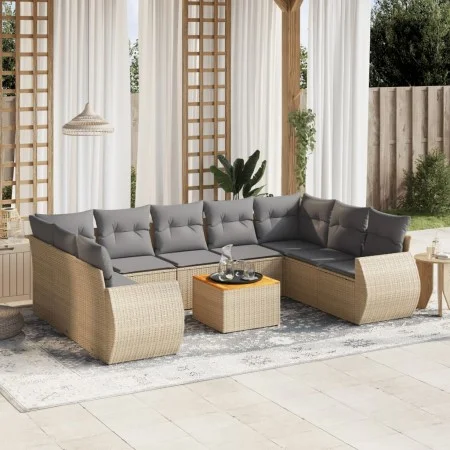 Garden sofa set with beige cushions 10 pieces synthetic rattan by , Garden sets - Ref: Foro24-3225149, Price: 622,01 €, Disco...