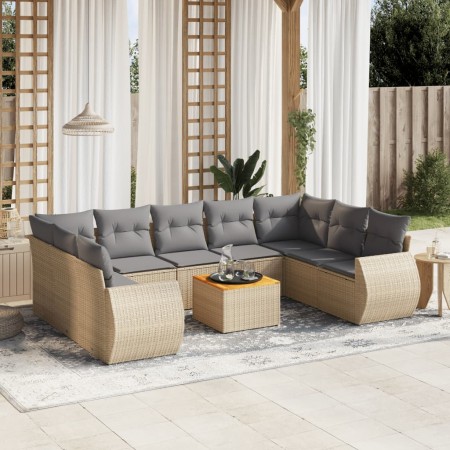 Juego de sofás jardín con cojines beige 10 pzas ratán sintético de , Conjuntos de jardín - Ref: Foro24-3225149, Precio: 592,3...