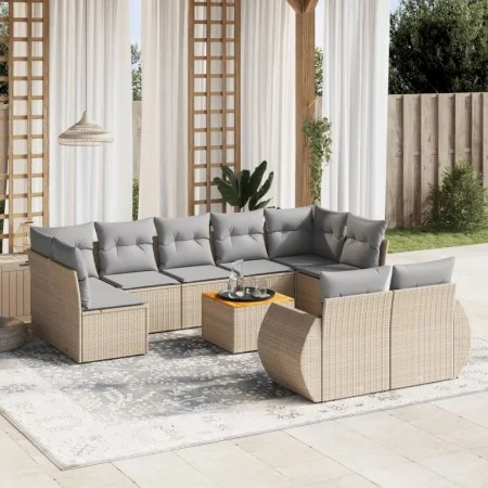Garden sofa set with beige cushions 10 pieces synthetic rattan by , Garden sets - Ref: Foro24-3225156, Price: 622,01 €, Disco...