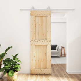 Puerta corredera con herrajes madera maciza de pino 70x210 cm