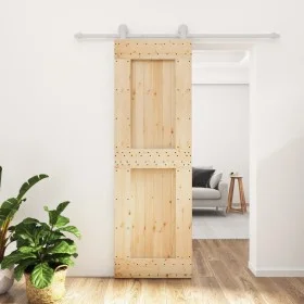 Puerta corredera con herrajes madera maciza de pino 70x210 cm de , Puertas - Ref: Foro24-3203090, Precio: 185,32 €, Descuento: %