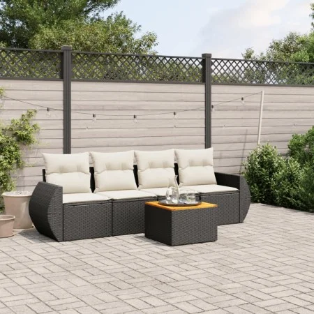 Gartenmöbel-Set, 5-teilig, mit schwarzen Polstern aus synthetischem Rattan. von , Gartensets - Ref: Foro24-3224880, Preis: 30...