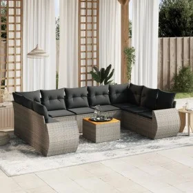 10-teilige Gartensofagarnitur mit grauen synthetischen Rattankissen von , Gartensets - Ref: Foro24-3225150, Preis: 607,99 €, ...
