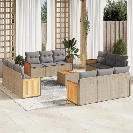 Garden sofa set with cushions 13 pieces beige synthetic rattan by , Garden sets - Ref: Foro24-3227522, Price: 971,73 €, Disco...