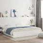 White engineered wood bed frame with drawers 160x200 cm by , Beds and slatted bases - Ref: Foro24-3207259, Price: 162,36 €, D...