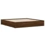 Oak brown engineered wood bed with drawers 160x200 cm by , Beds and slatted bases - Ref: Foro24-3207265, Price: 224,43 €, Dis...