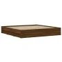 Oak brown engineered wood bed with drawers 160x200 cm by , Beds and slatted bases - Ref: Foro24-3207265, Price: 224,43 €, Dis...