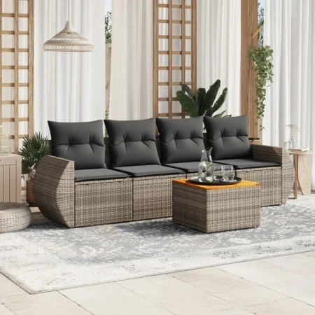 Garden sofa set with cushions 5 pieces gray synthetic rattan by , Garden sets - Ref: Foro24-3224884, Price: 311,88 €, Discoun...